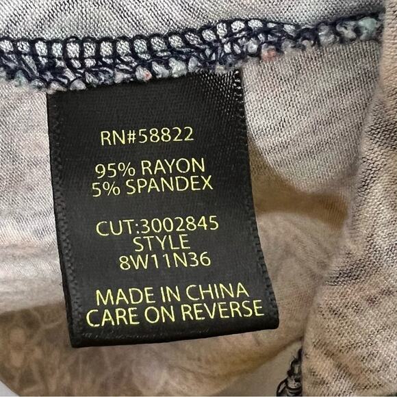 MAX STUDIO / teal blue white geometric patterned long sleeve tunic top / L - Picture 6 of 7